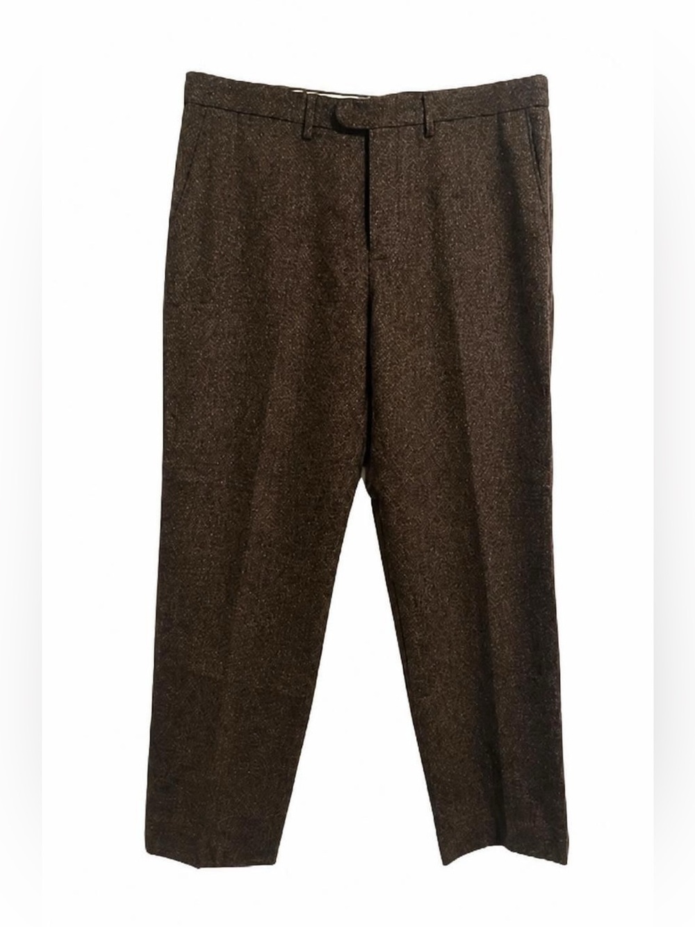 J.Crew Men's Tailored Bowery Brown Wool Blend Dress Pants, W33 L30 (hemmed)